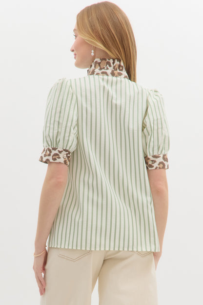 Bold Fusion Ruffle Collar Top