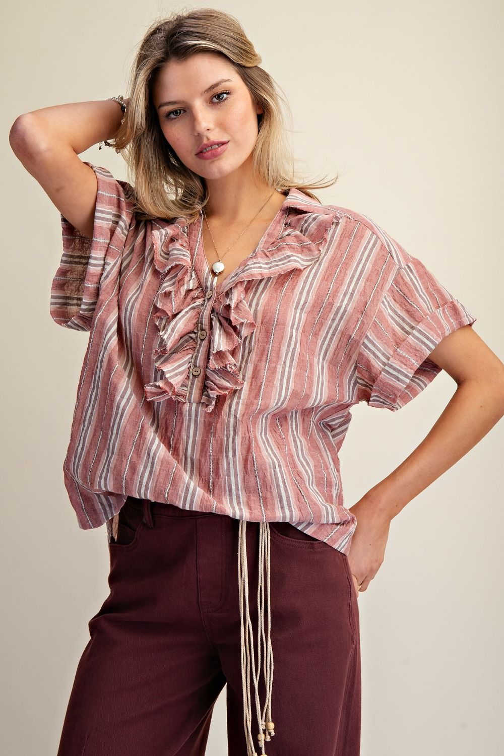 Whisper Ruffle Blouse Easel