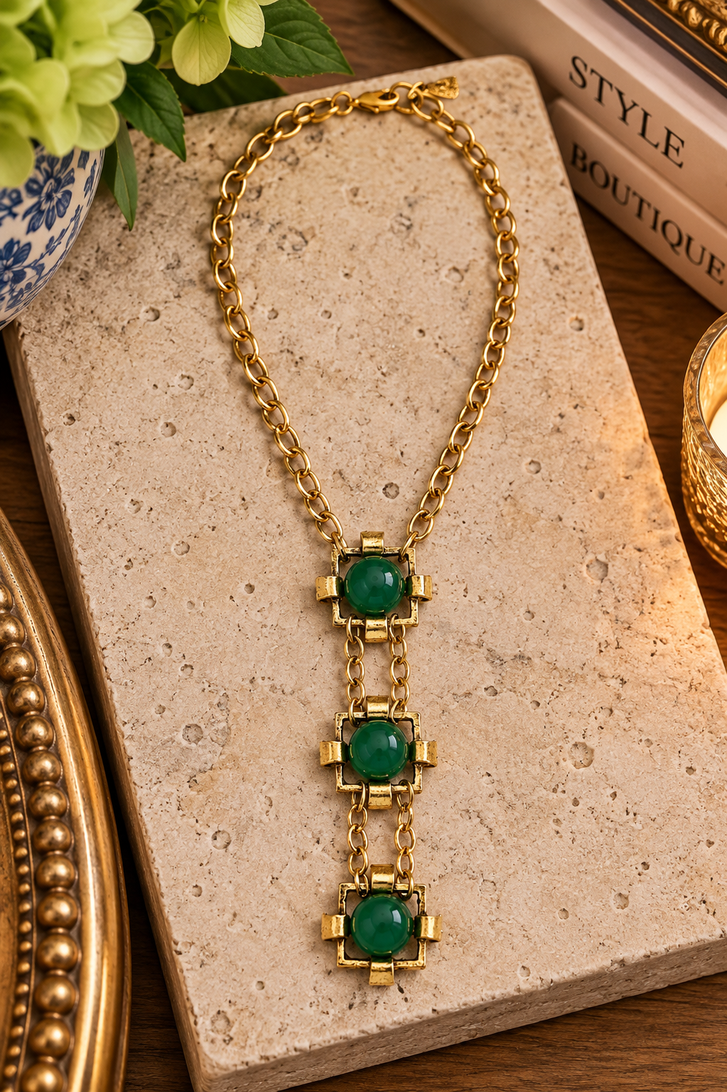 Charleston Charm Necklace - Green Yochi NY