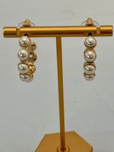 Pearl beaded hoop earrings 