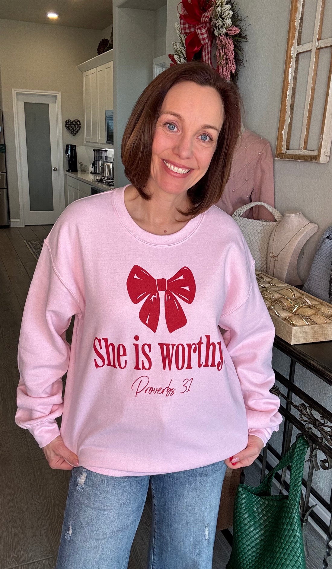 She is worthy sweatshirt