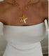 Large gold star chain necklace 