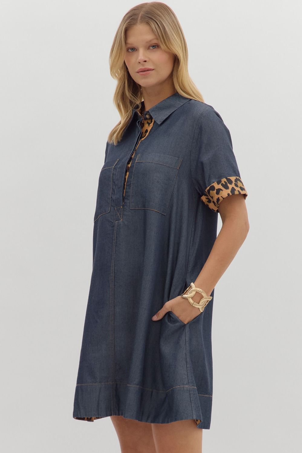 Denim and Spots Shirt Dress