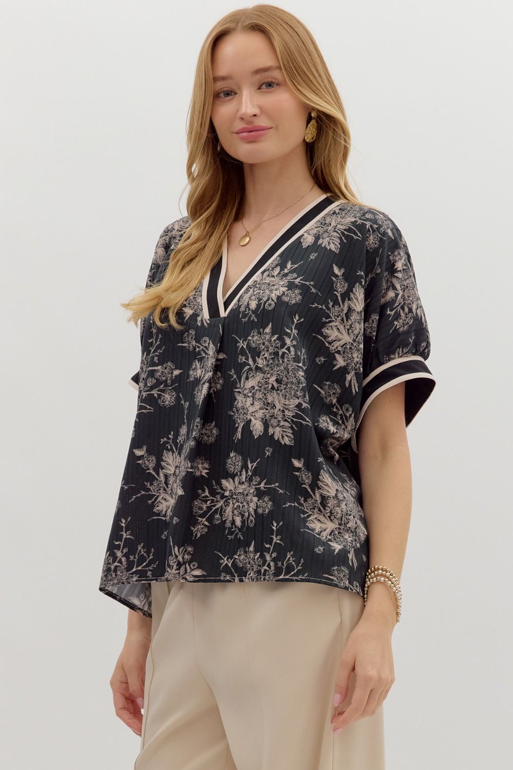 Twilight Bloom V-neck Blouse