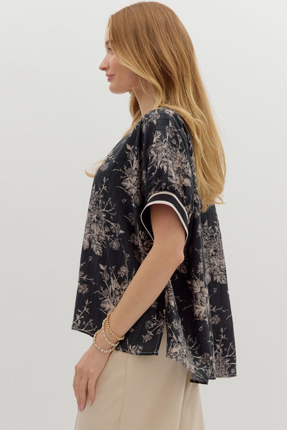 Twilight Bloom V-neck Blouse