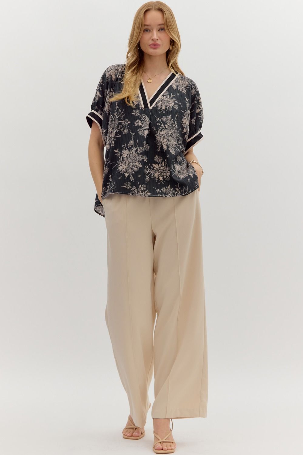 Twilight Bloom V-neck Blouse