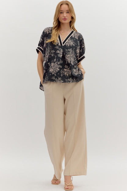Twilight Bloom V-neck Blouse