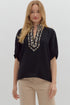 Black v neck cheetah top