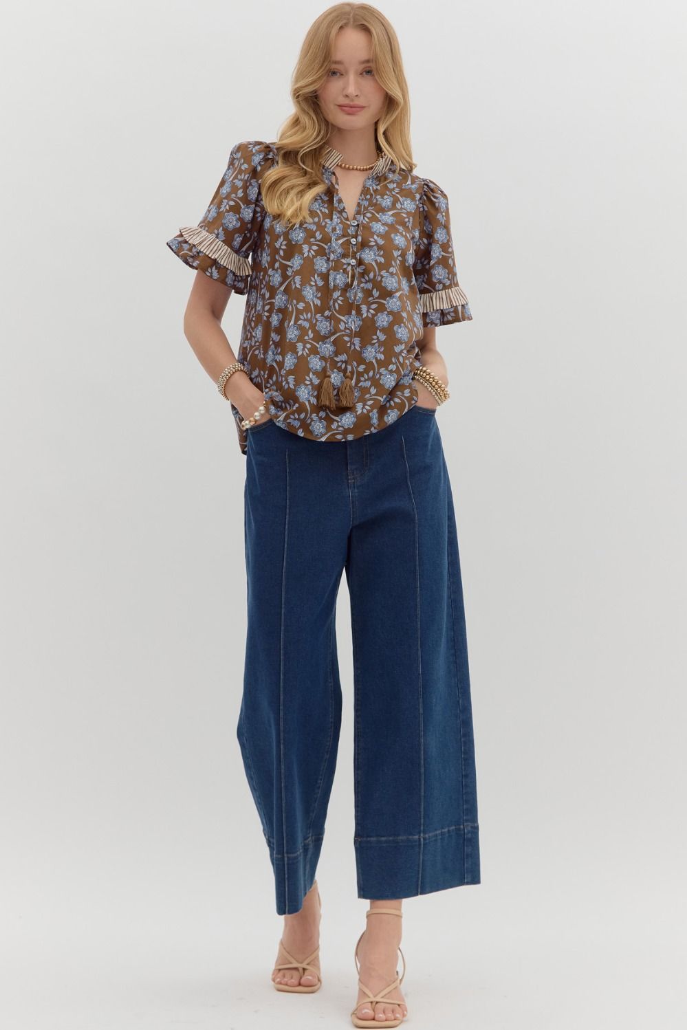 Blue Blossom Tassel Top