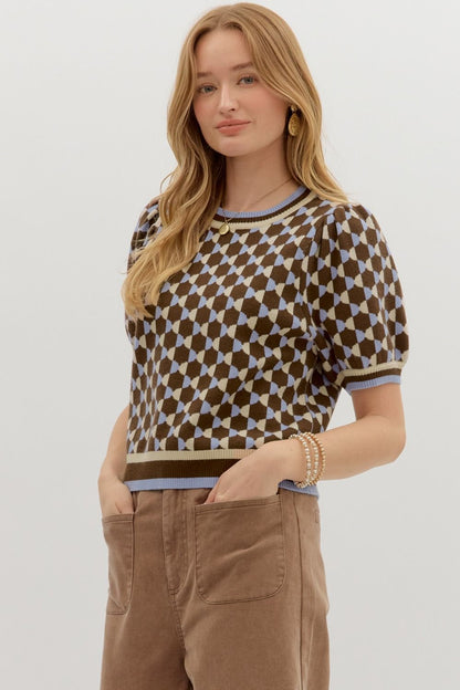 Checker and Charm Knit Top