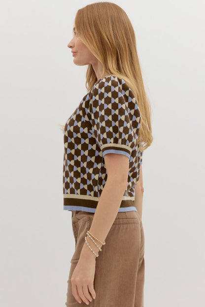 Checker and Charm Knit Top
