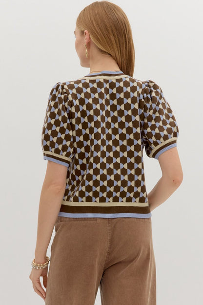 Checker and Charm Knit Top