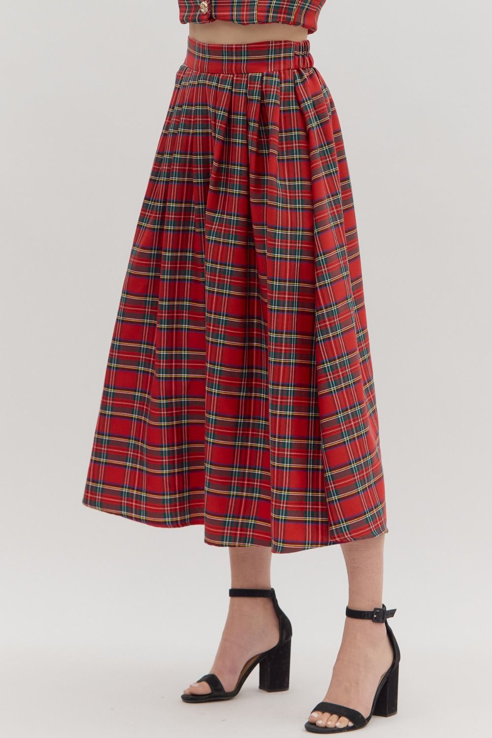 Tartan Tidings Midi Skirt Entro