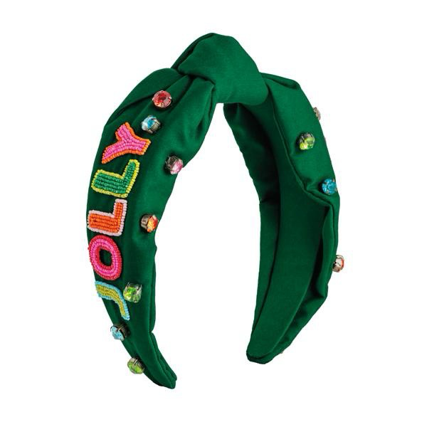 Green holiday knotted headband 