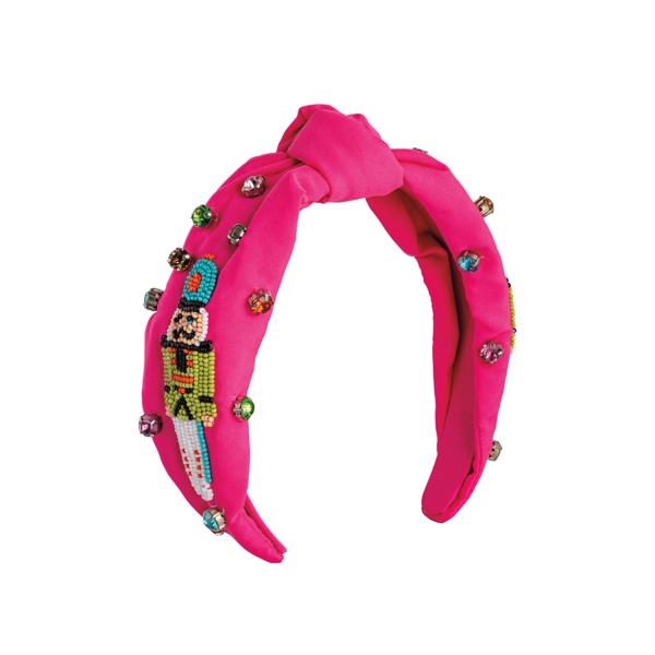 Pink knotted nutcracker holiday headband 