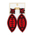 Red beaded football earrings 