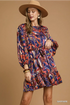 Long sleeve sapphire flowy tie dress
