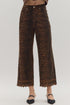 Dark Leopard print pants with trim on bottom 