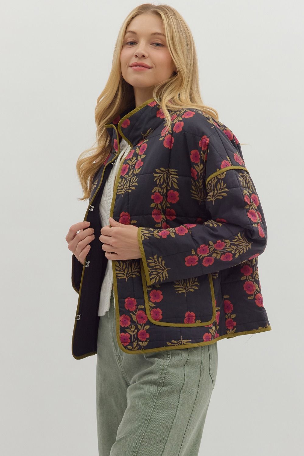 Midnight Bloom Quilted Jacket