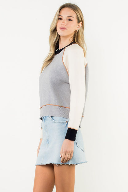 Contrast Charm Raglan Sweater
