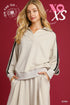 Ecru v split leopard line sweater top 