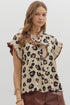 Animal print button front top styled 