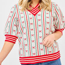 Faith in a bow ivory holiday sweater 