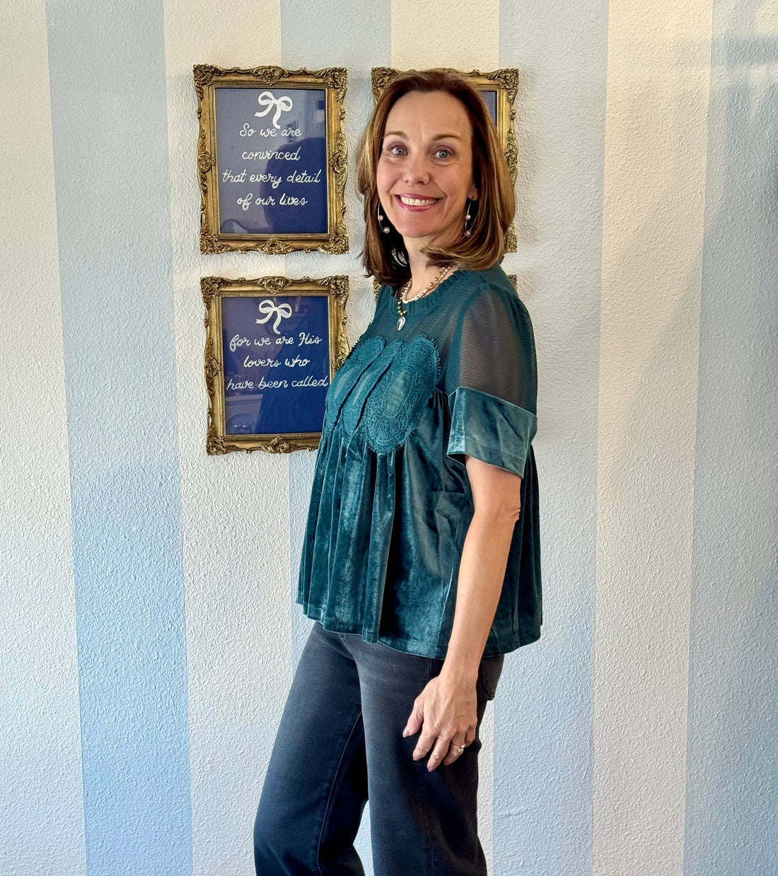 Teal Whisper Velvet Top Fate
