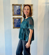 Teal Whisper Velvet Top Fate