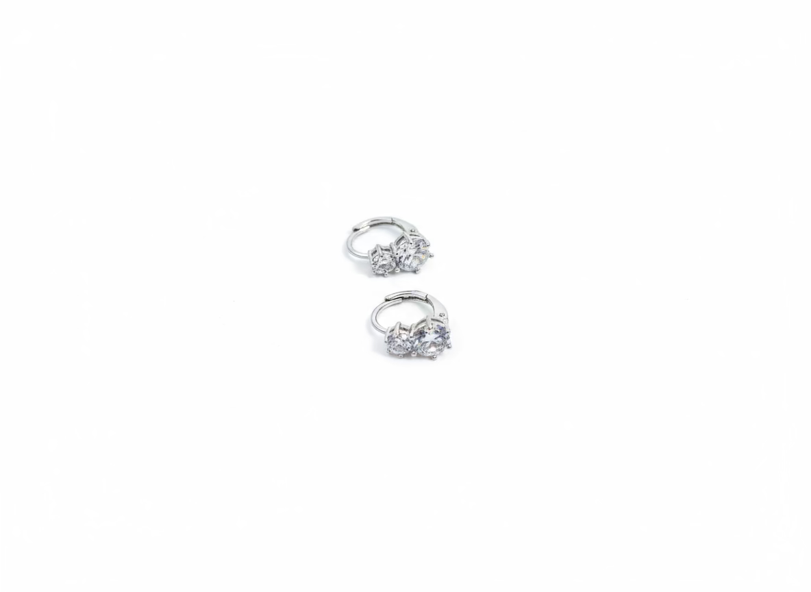 Silver duo diamond earrings