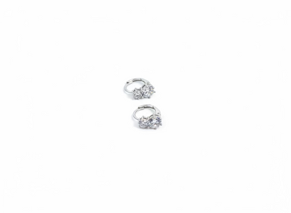 Silver duo diamond earrings