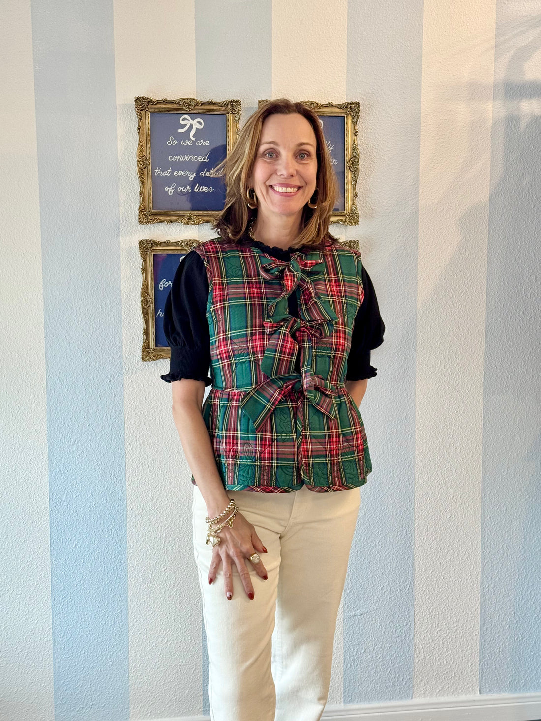 Tartan Tidings Bow Vest Entro