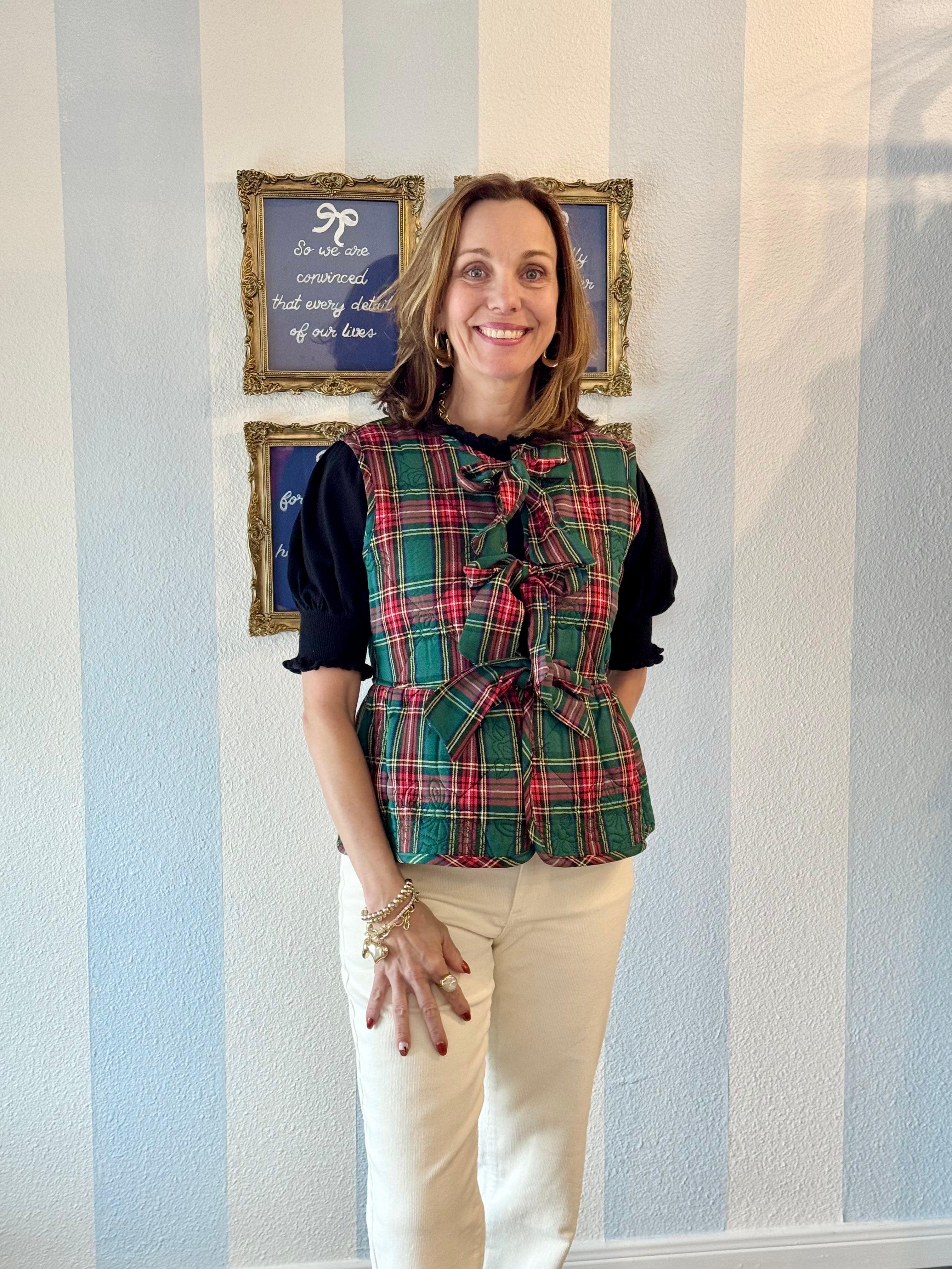 Tartan Tidings Bow Vest Entro