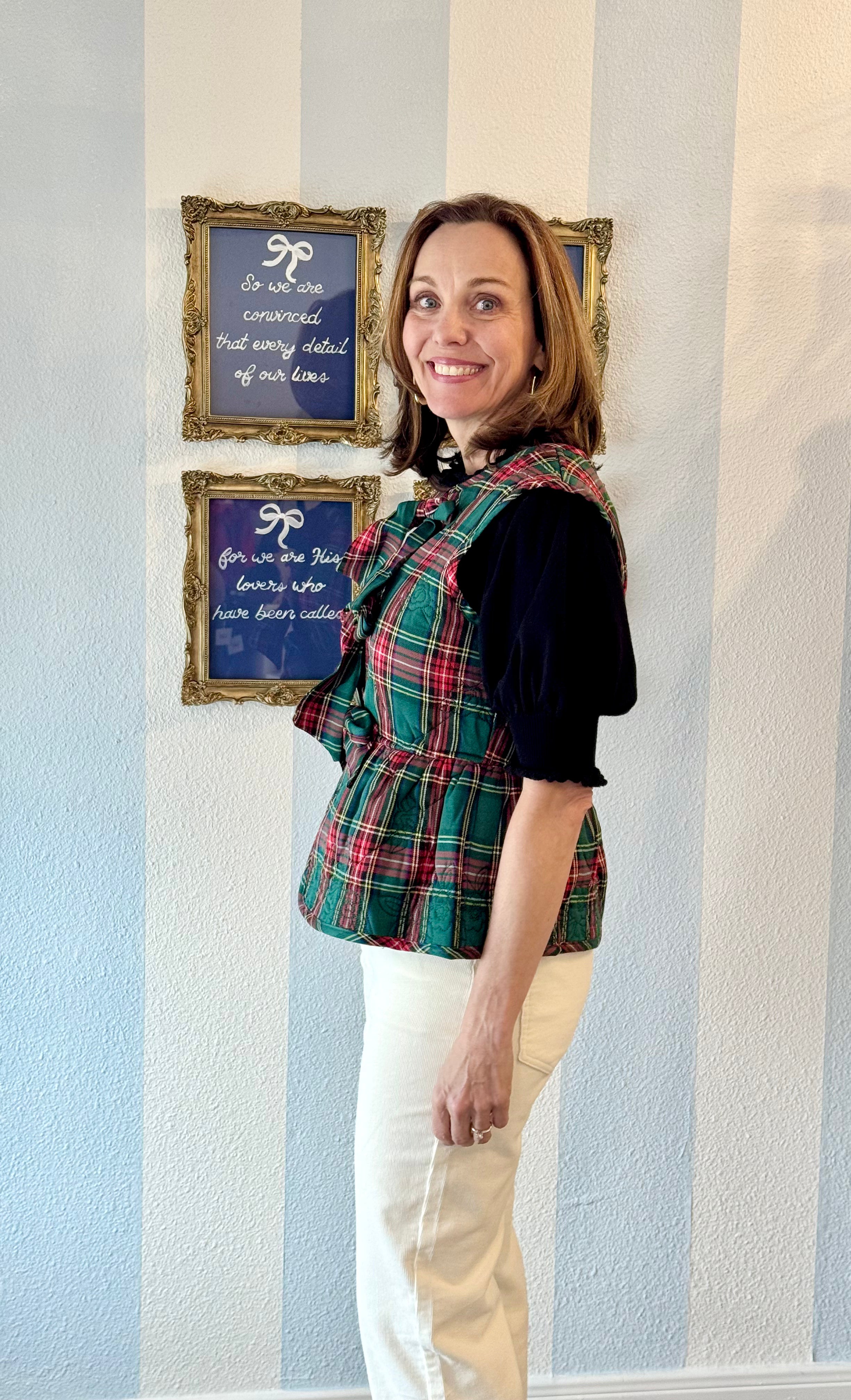 Tartan Tidings Bow Vest Entro