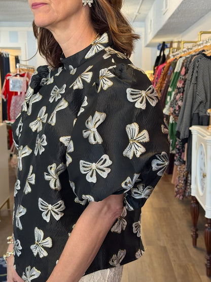 Charmed Bow Puff Sleeve Top THML