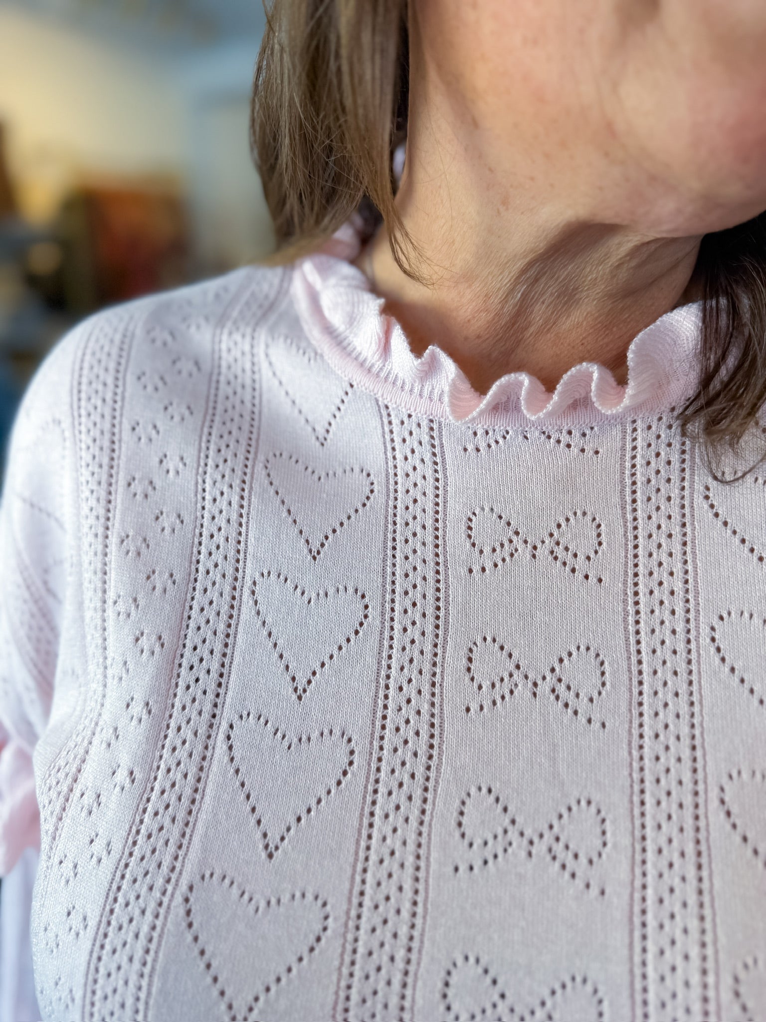 Sweetheart Knit Ruffle Sweater Rareraw