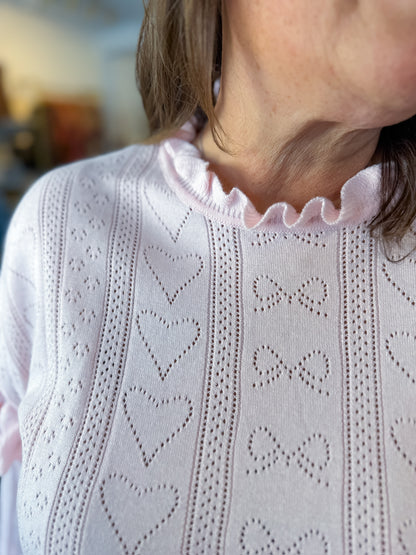 Sweetheart Knit Ruffle Sweater Rareraw