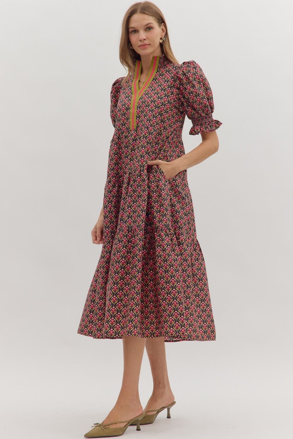 Garden Mosaic Midi Dress Entro