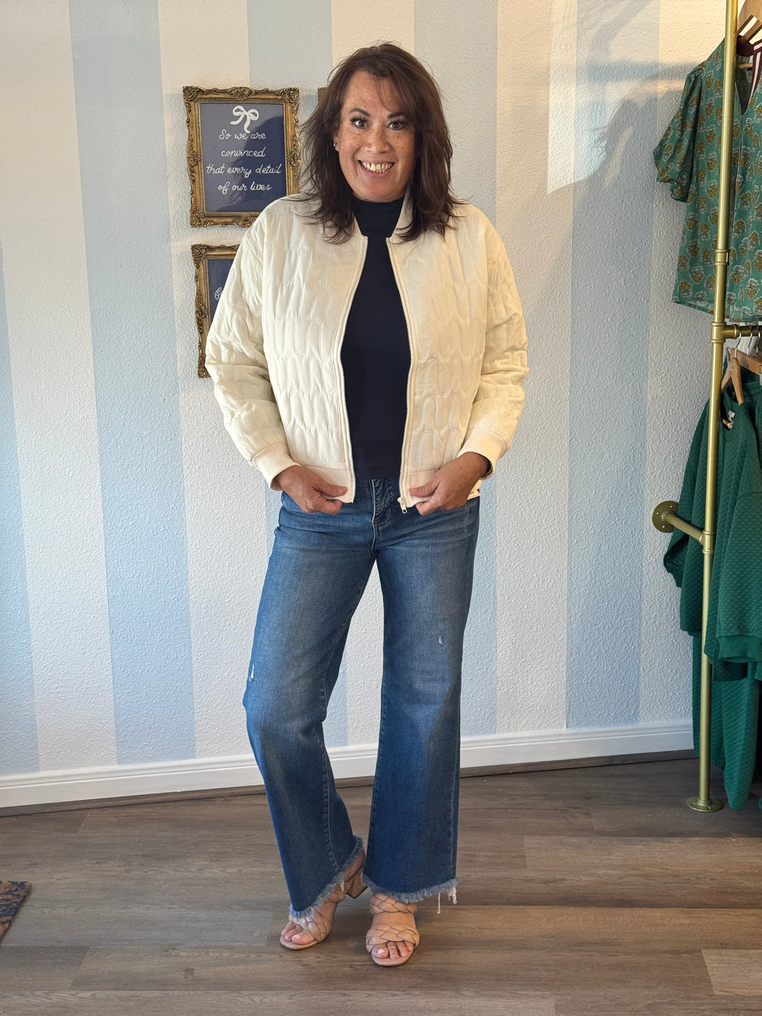 Ivory Bloom Bomber Jacket gigio