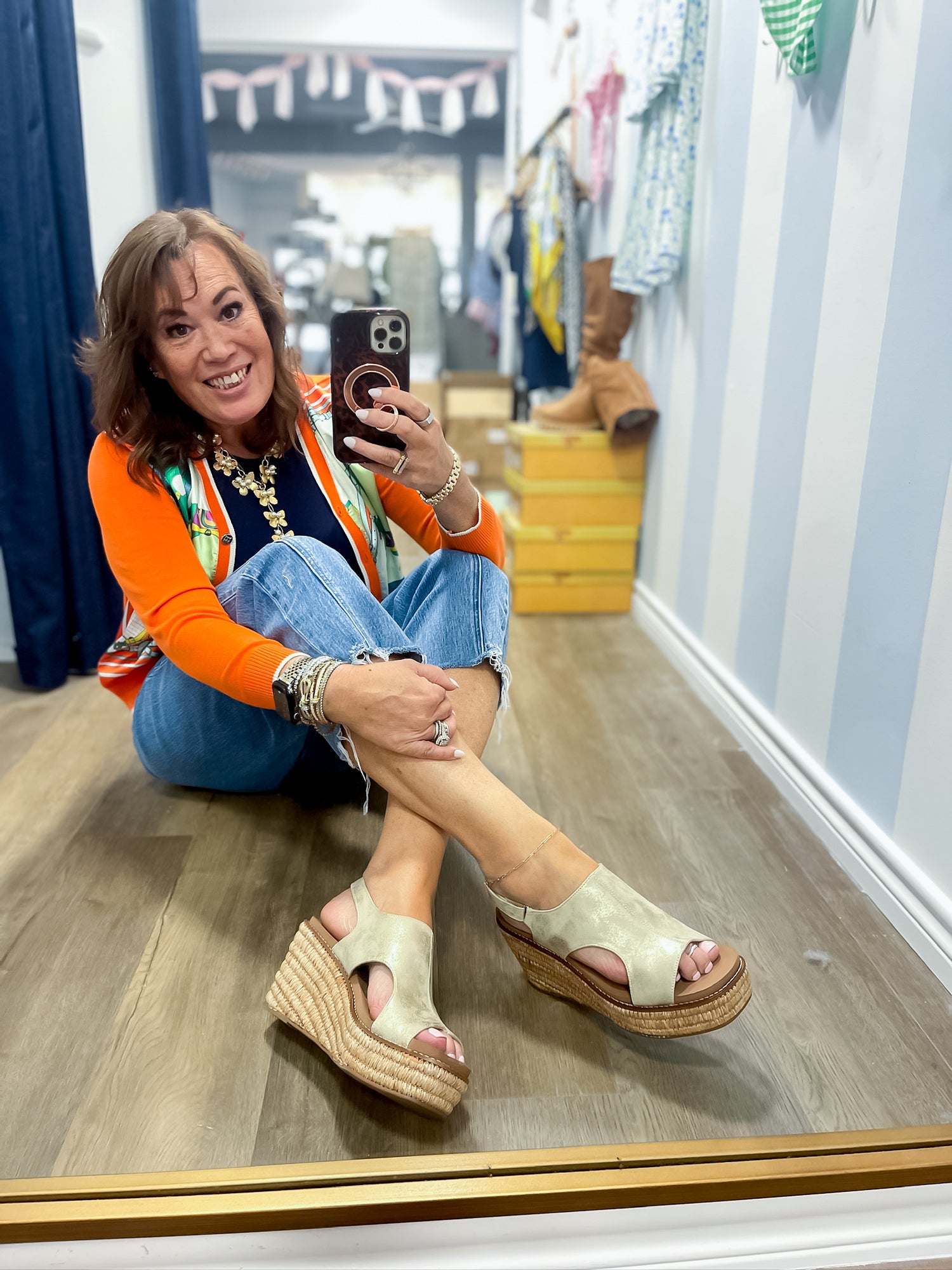 Freddie Gold Washed Metallic Wedge Corkys