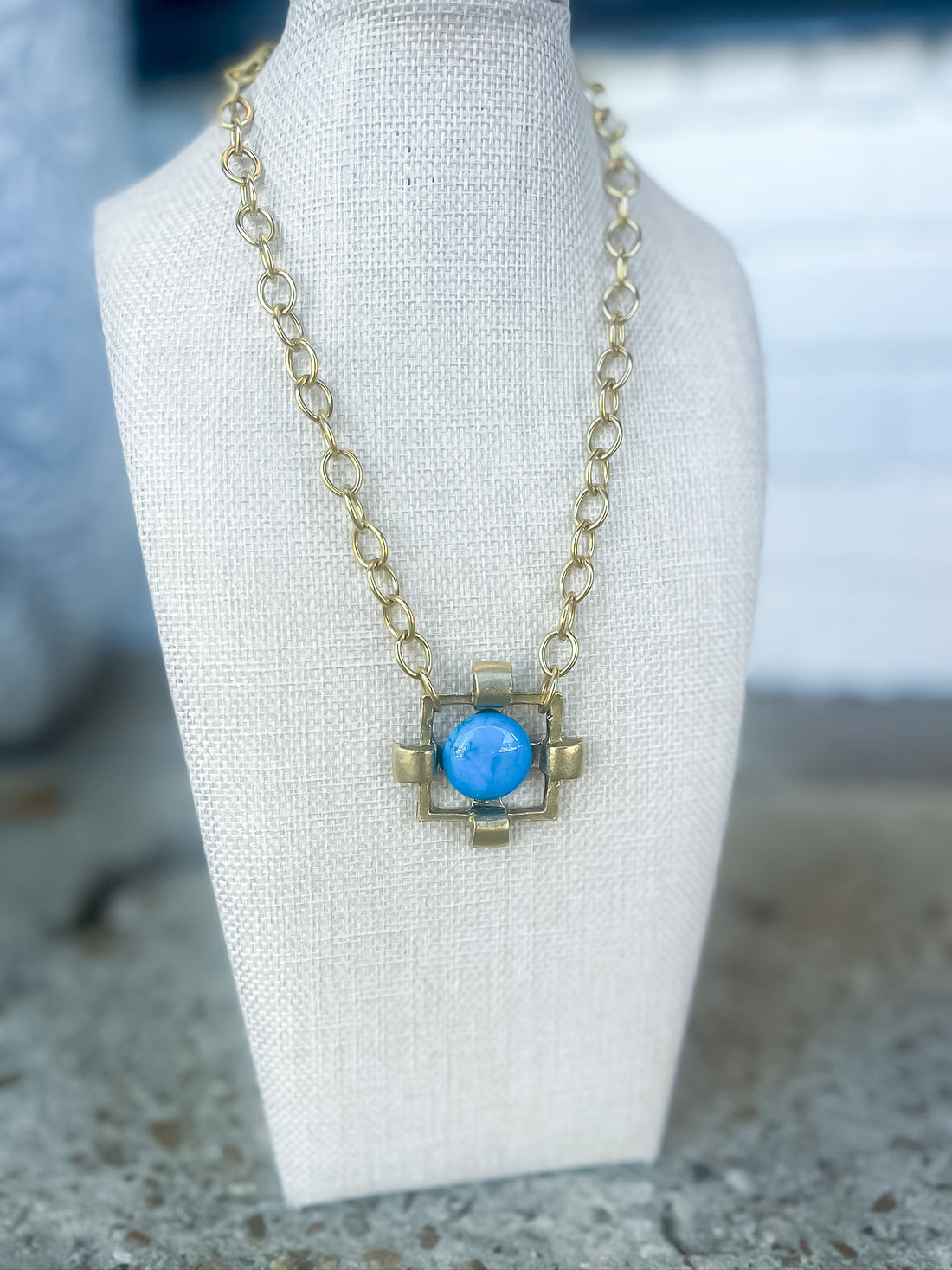 Turquoise Frame  Necklace Yochi NY