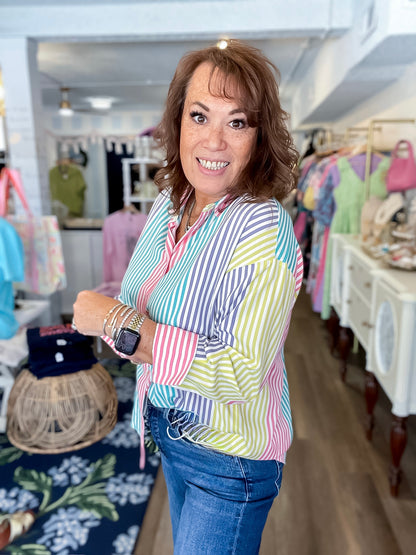 Color Me Happy Stripe Top Vine &amp; Love