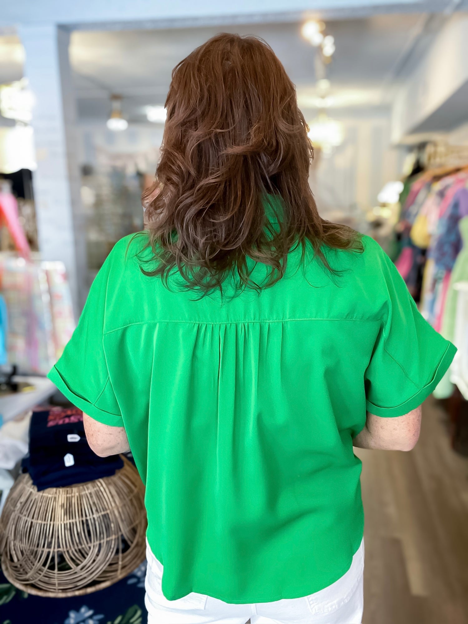 Pretty in Green Pearl Button Top Jodifl
