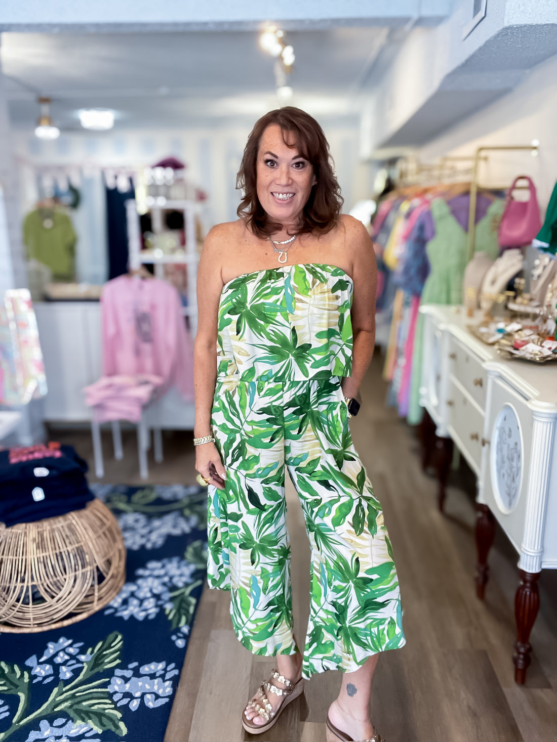 Palm Breeze Strapless Jumpsuit KLD
