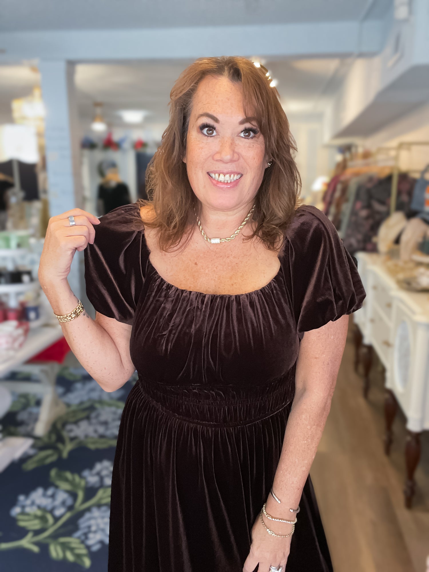 Cocoa Romance Velvet Dress Vine &amp; Love