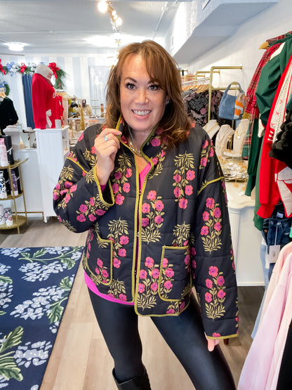 Midnight Bloom Quilted Jacket Entro