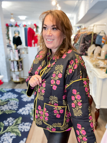 Midnight Bloom Quilted Jacket Entro