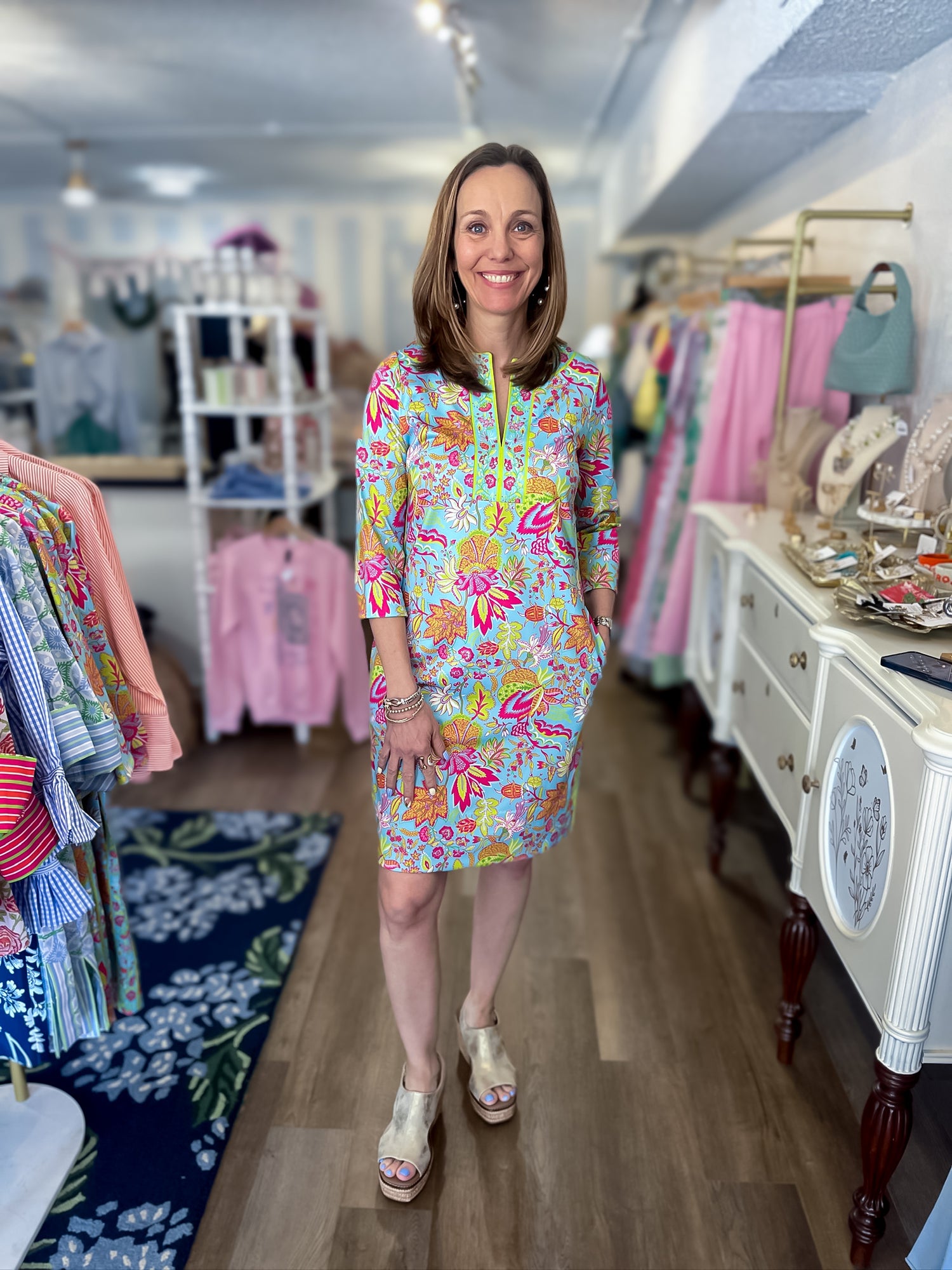 Blooming Party Split Neck Dress Gretchen Scott