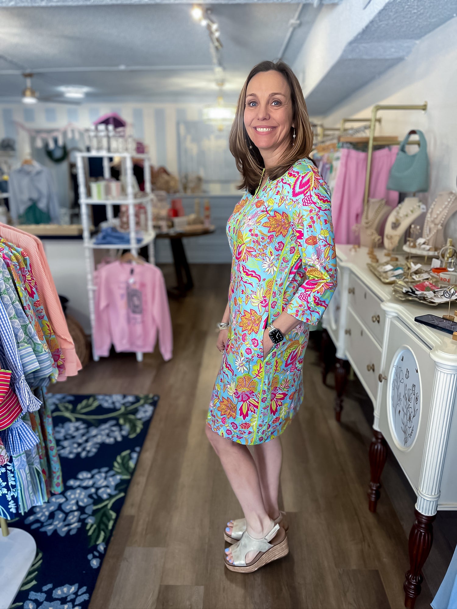 Blooming Party Split Neck Dress Gretchen Scott