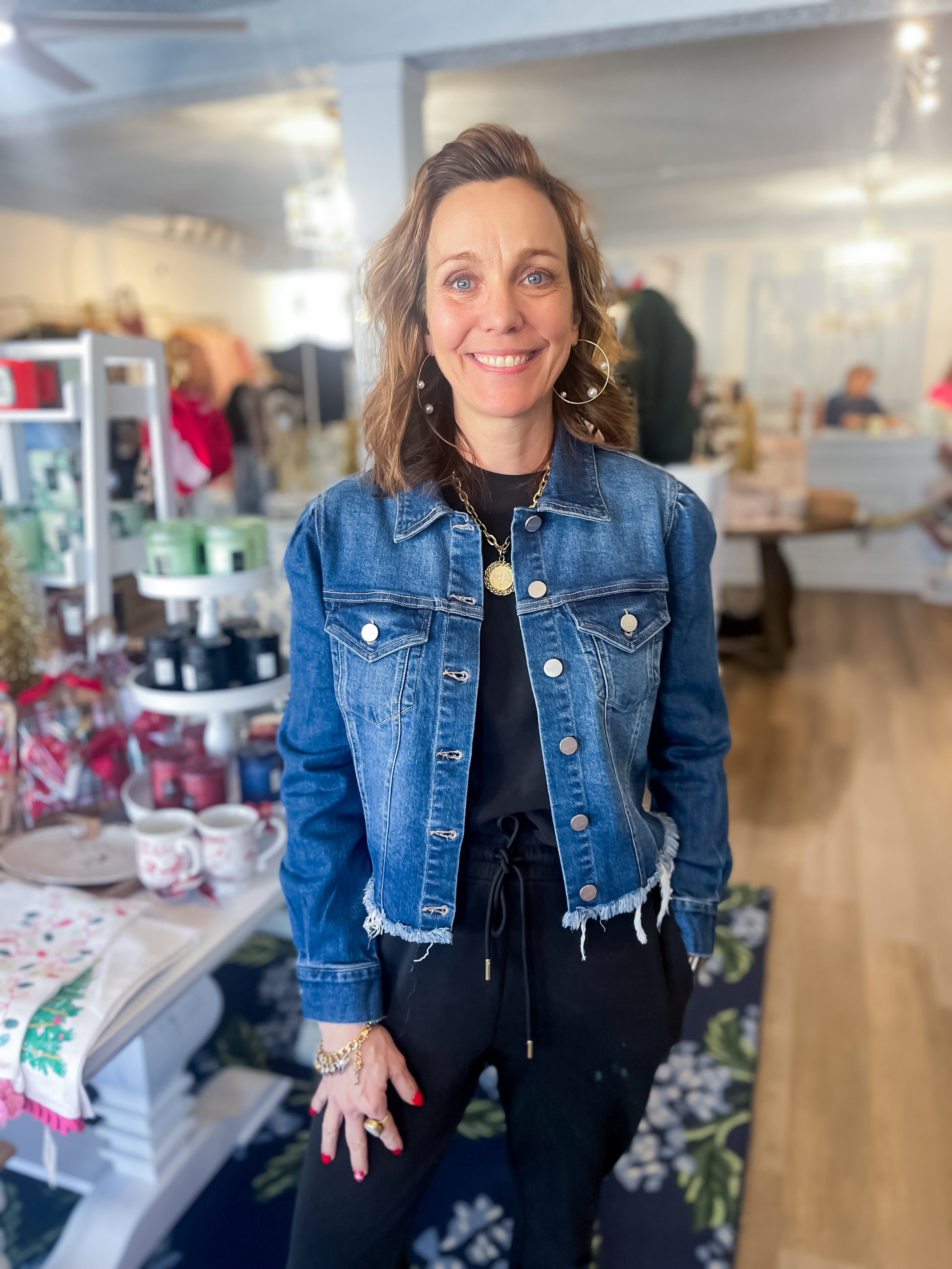 Everly Puff-Sleeve Denim Jacket Risen